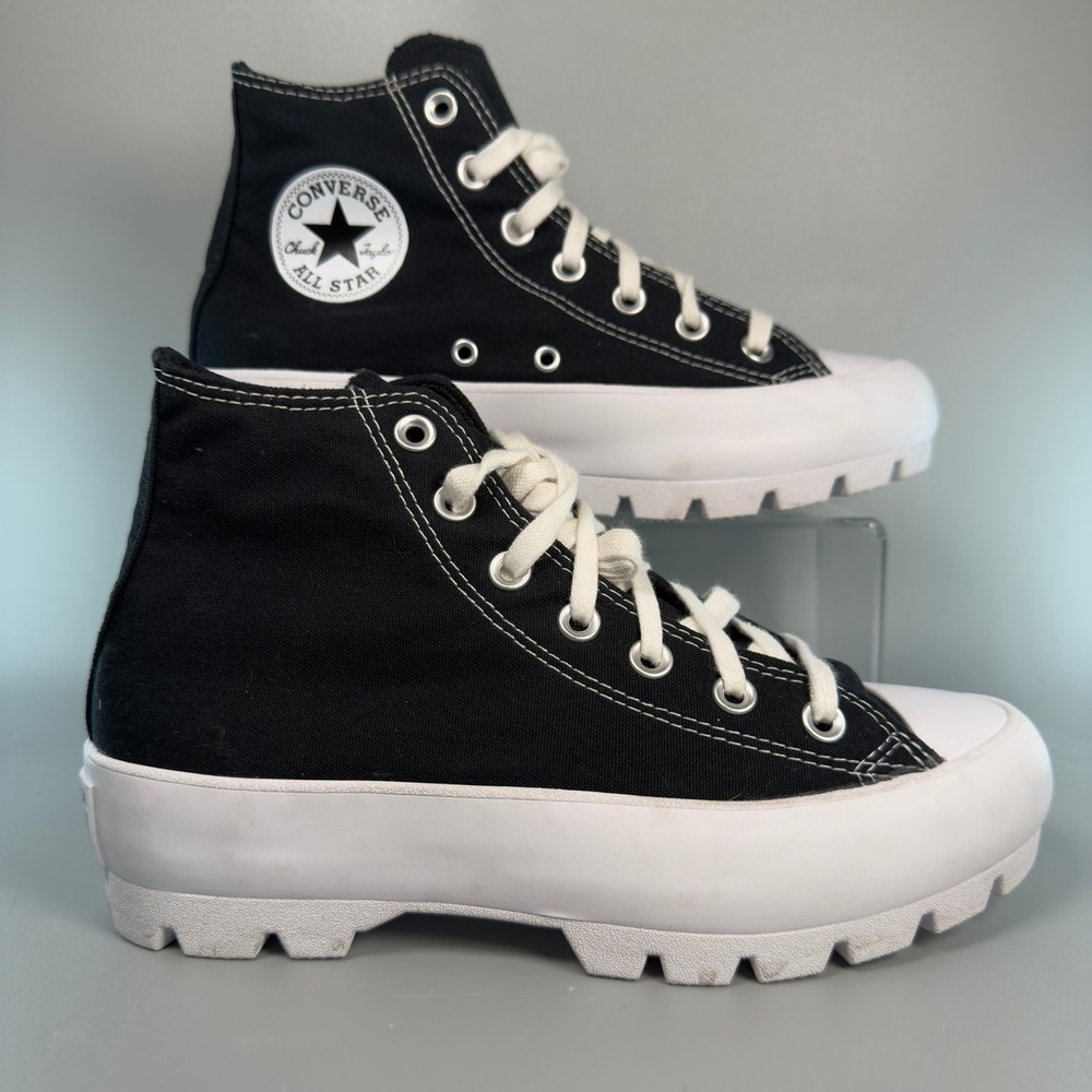 Converse Chuck Taylor All Star Lugged Womens 7.5 7 1/2 Hi Top Sneaker Black Lace